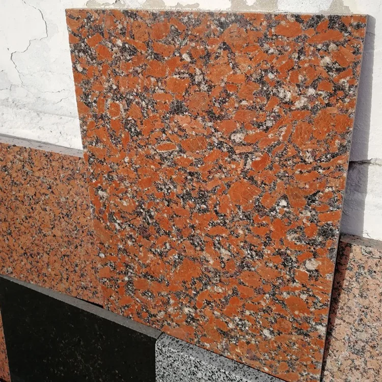 Ukraine hammered flamed interior cheap natural red stone granite tile