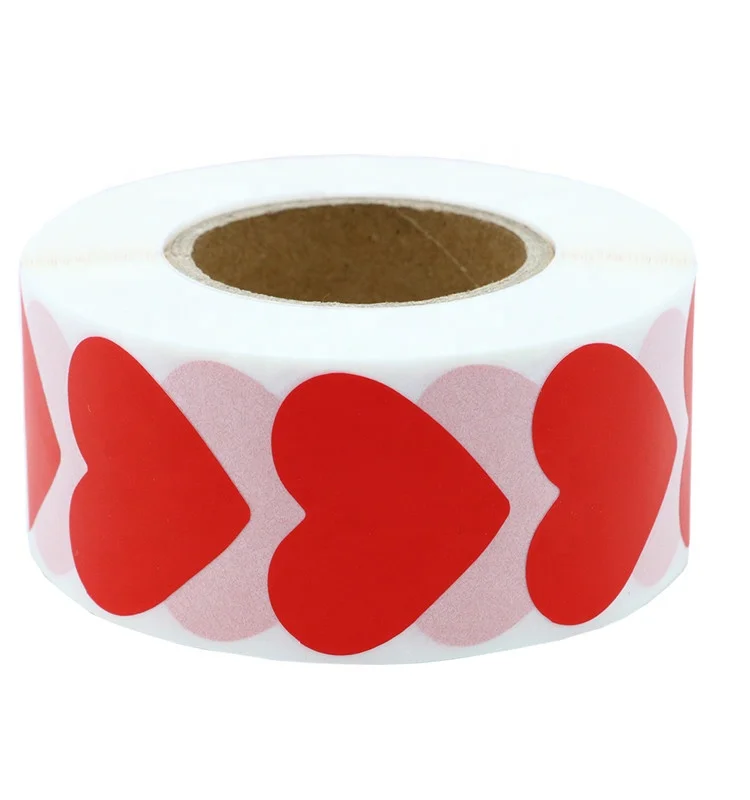Hybsk красное сердце наклейки День Святого Валентина крафт Скрапбукинг 30 мм Клей Этикетка 1000 в рулон (1 рулон)