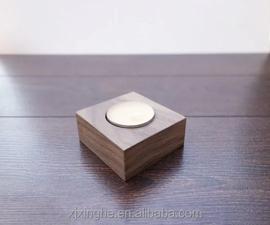 
Country Style Decorative Tealight Candle Holder Wood Square 