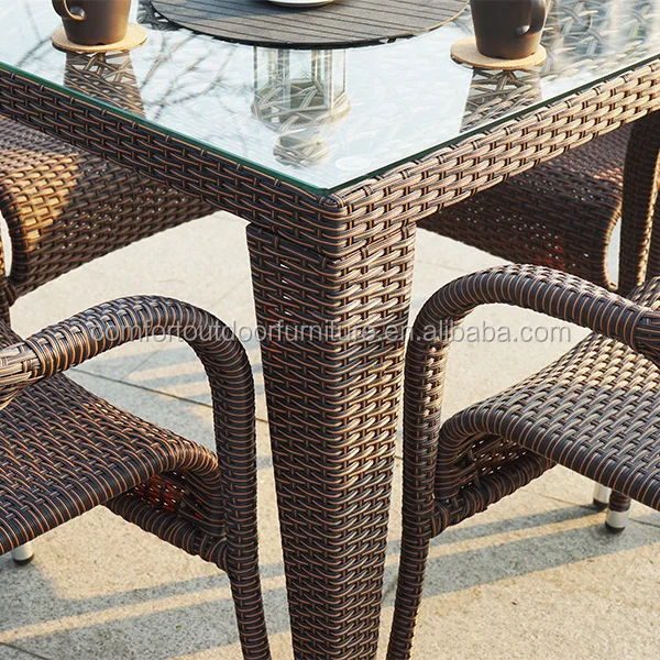 Plastic Rattan Weaved Garden Dinner Set Garden Furniture