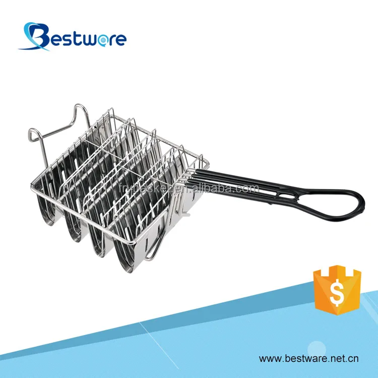Food Grade Iron Wire and S/S 201 163*165*80mm bread Rectangular Non-stick Taco Fry Basket