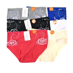 Promotional sale high elastic old women mature soft spandex underwear plus size mixcolor panties