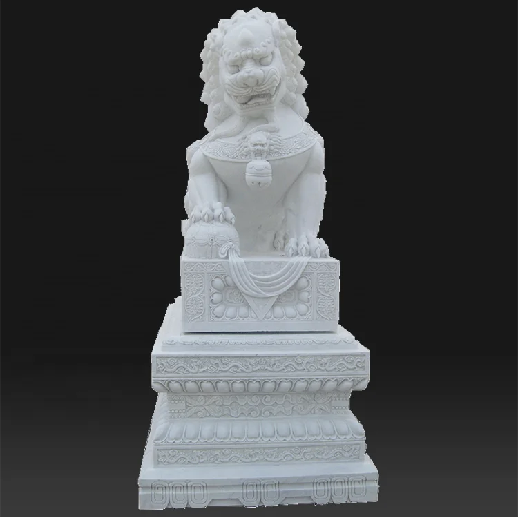 Outdoor garden white indoor statue stone life size lion sculpture for sale