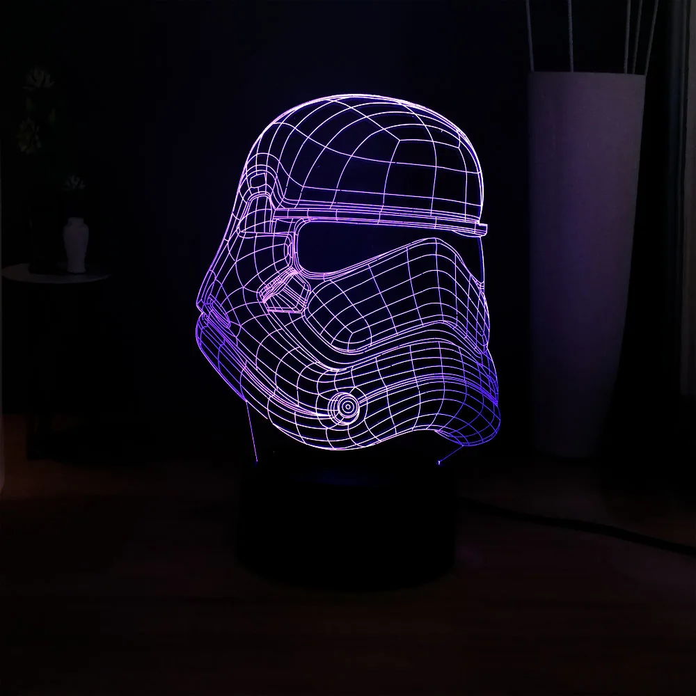 3D Illusion Planet Wars Light Cool Storm ridersSwitch 3 Color Change Led Baby Sleep Night Lamp room decoration Kids Holiday Gift