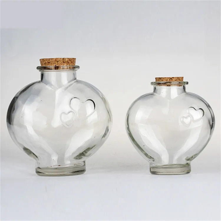 480ml heart shaped big detective gift christmas glass storage candy jar wooden lid