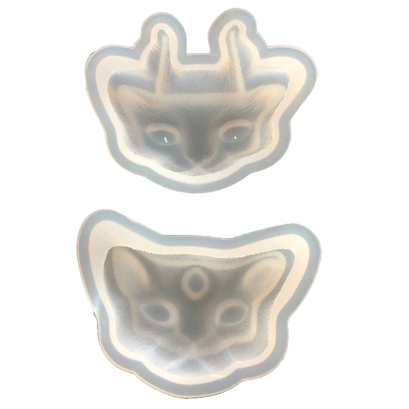 Yiwu bobao 3D cartoon 3-eye devil cat clay epoxy resin gum wax statue jewelry book mark cover art nail sticker phone case molds