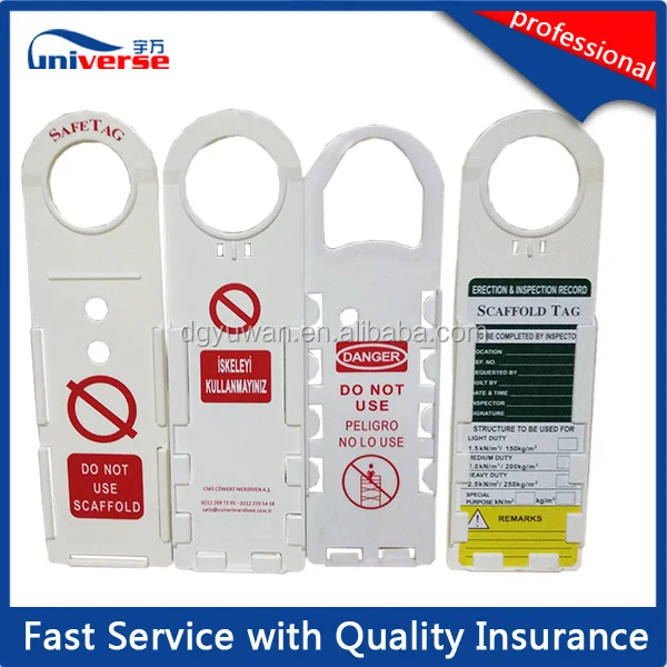 Plastic scafftag for scaffolding