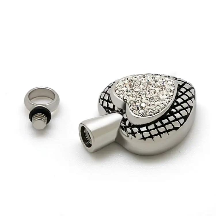 Cremation Necklace for Ashes Vintage Stainless Steel Heart Keepsake Urn Pendants Memorial HeartJewelry