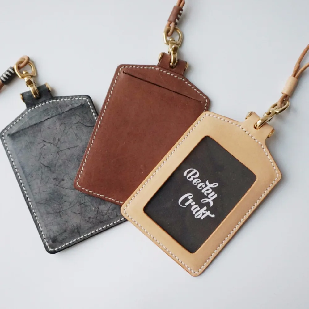 Hot-selling Vertical PU leather id name working badge card holder with badge clip