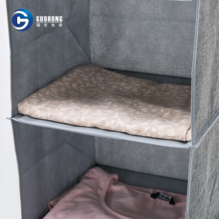 
Eco-friendly Multipurpose 4 Shelves Grey Fabric Hanging Closet Storage Organizer For Clothes 