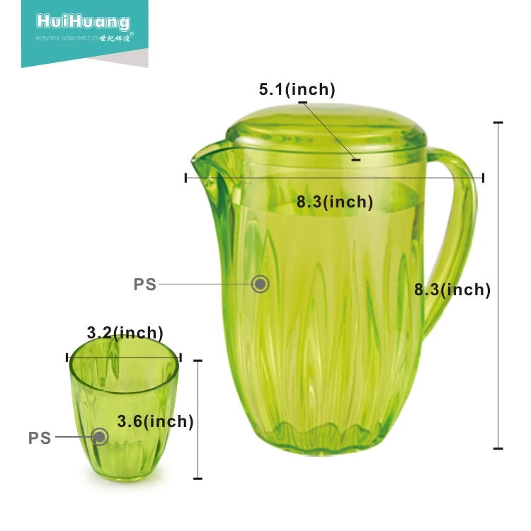 Набор кувшинов WeHome из прозрачного пластика, 1500 мл, 4 чашки