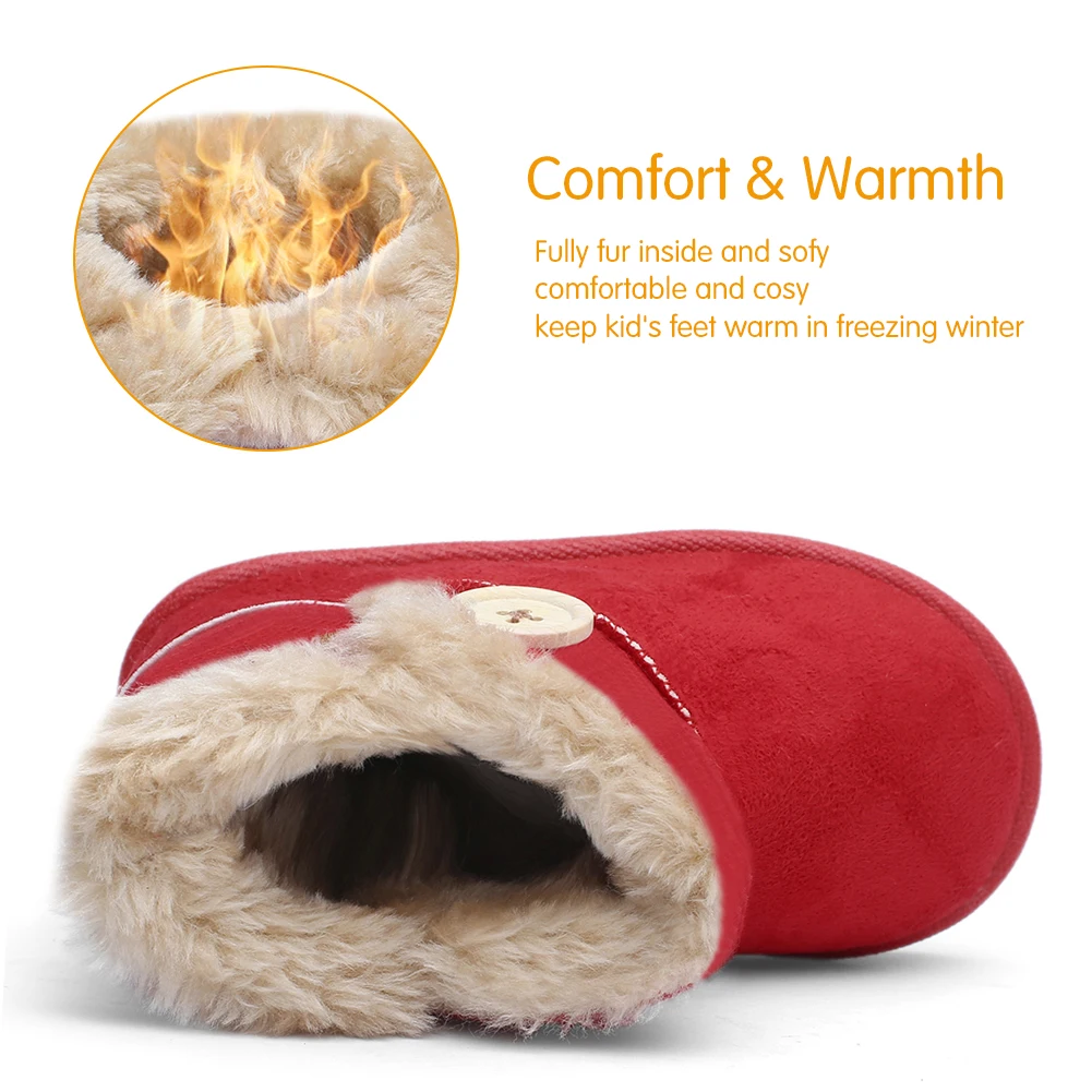 Зимние ботинки на меху для девочек и мальчиков, уличные ботинки без шнуровки (для малышей/маленьких детей)