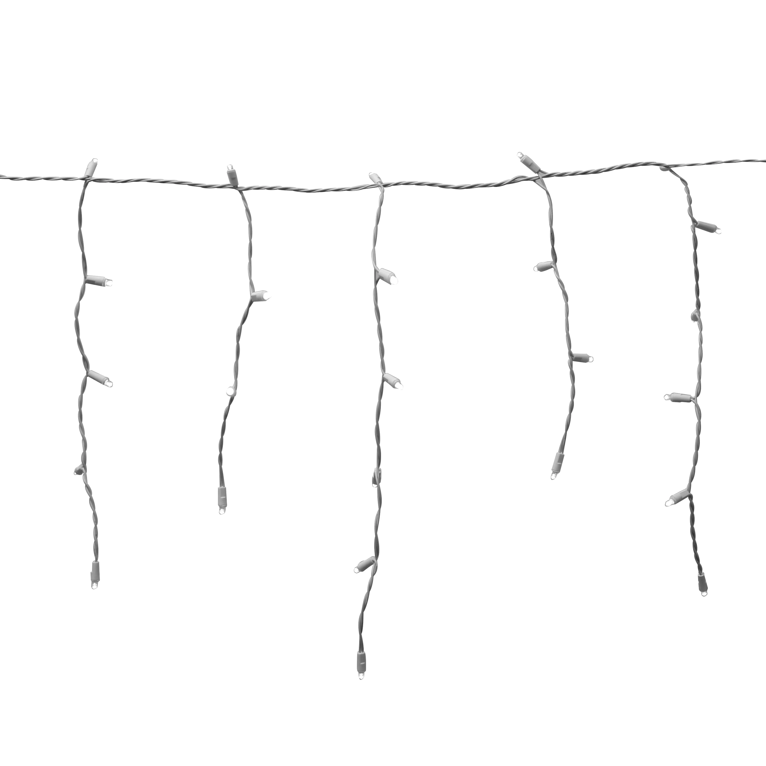 GV LED White Icicle Lights 100 Leds 9.5ft White Cable Curtain Decoration Christmas Lights with Long Drops