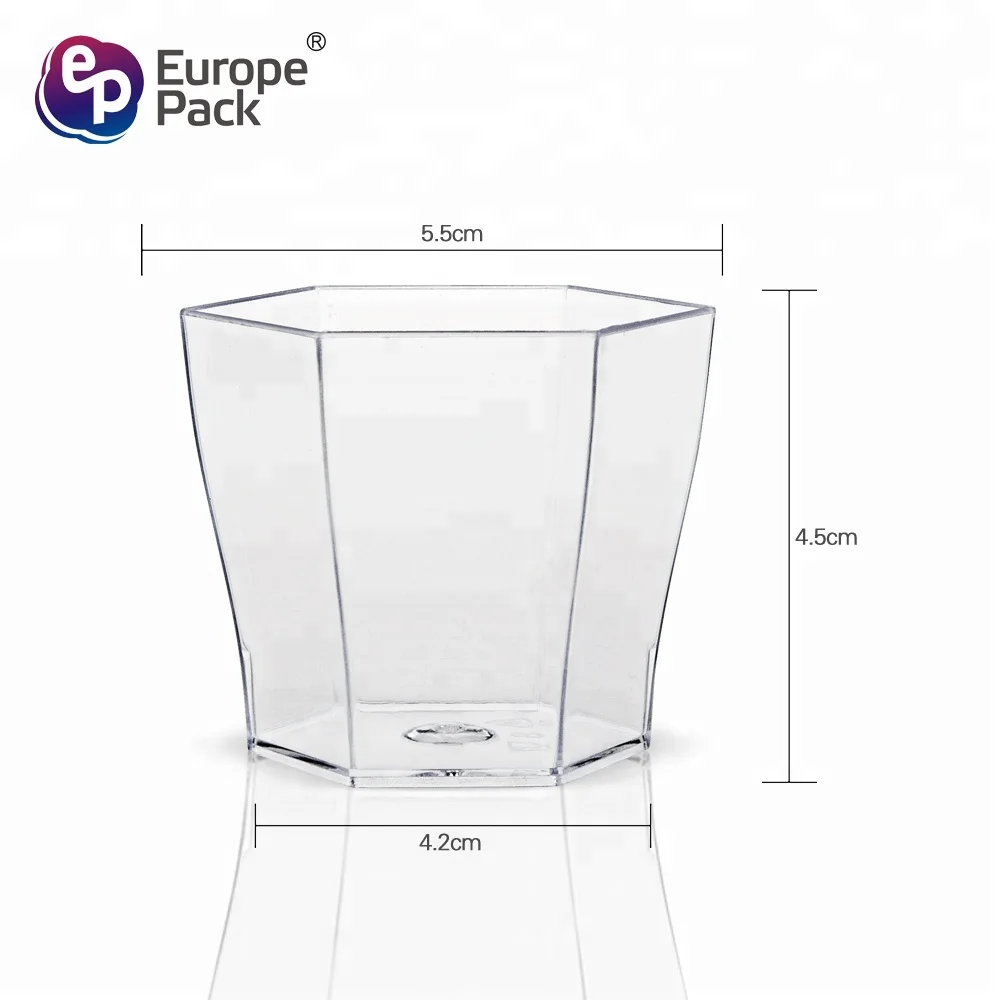 Eco-friendly reusable  plastic hexagon dessert drinking cup for party