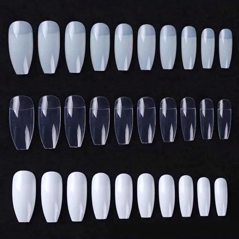 Yimart Korea 500Pcs Half Cover French Coffin Nail Tips Long ABS Artificial Fingernails Ballet Nail Tips Fake Nails Finger