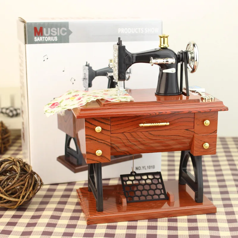 Sewing machine shape music box for Christmas gift item
