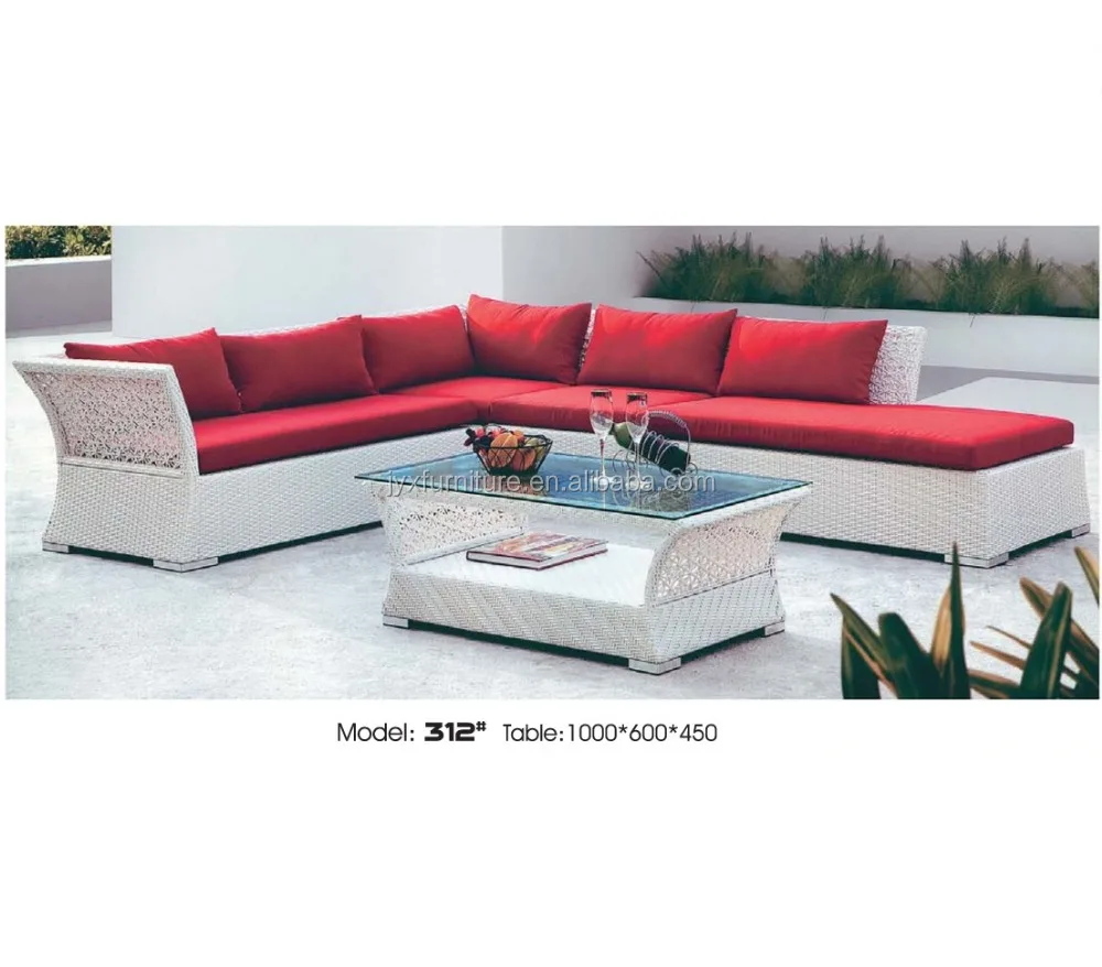 sun chair and sofa set with tea glass table outdoor furniture use in plastic and metal