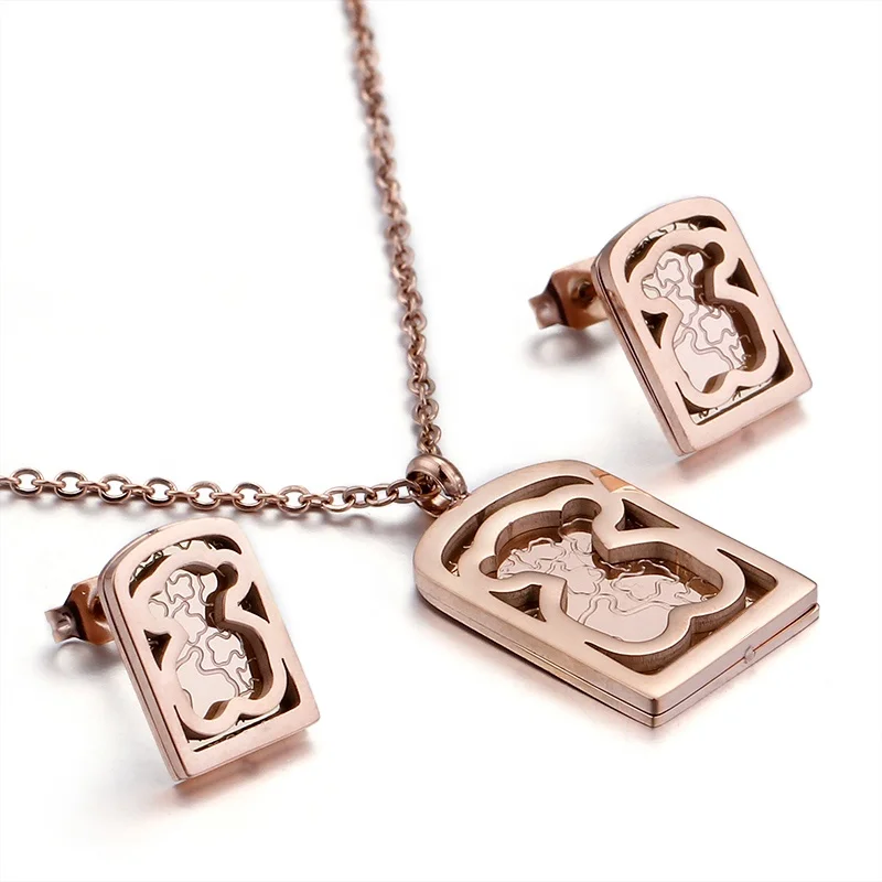 
Online Hot Sale Bear Shaped Stainless Steel Ladies Gold Jewellery Set With Price 