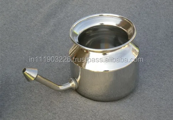 Pure Stainless Steel Neti Pot for Sinus Congestion (Ayurvedic JalNeti)