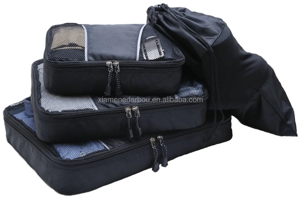 Alibaba gold supplier Packing Cubes-4 Set Travel Luggage Packing Organizers with Laundry Bag