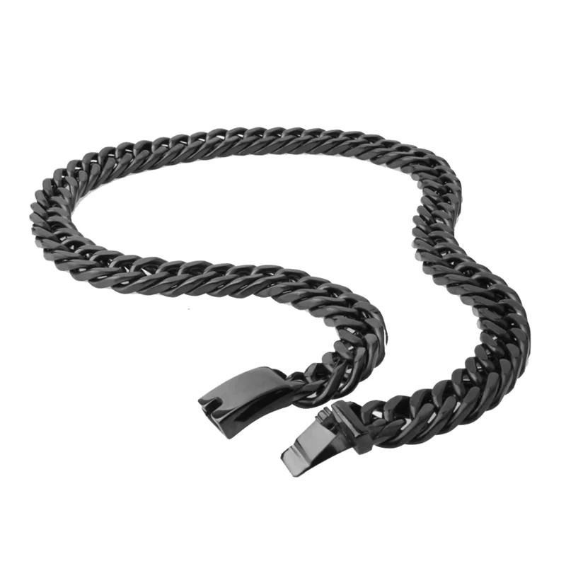 BESHINE Jewelry 15mm Bulky Cuban Link Black IP Plated Stainless Steel Chain For Necklace