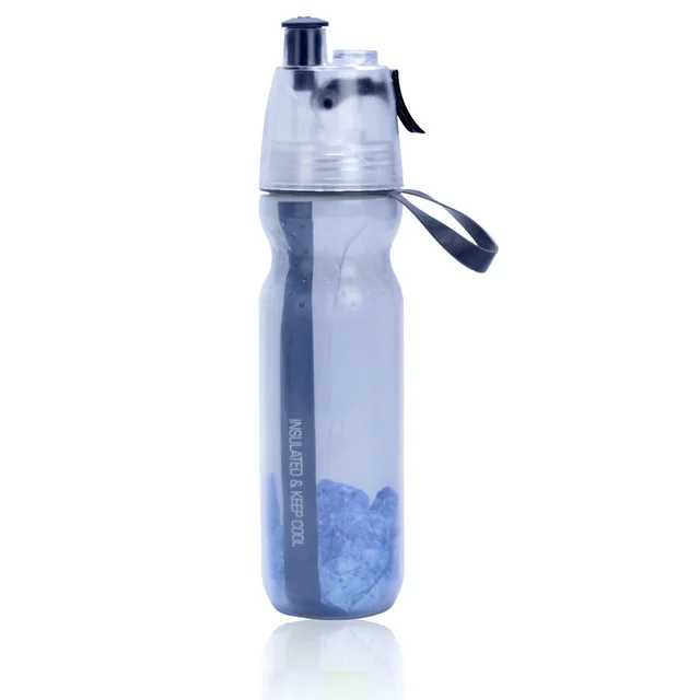 Muti Wall Self Cooling Bpa Free PE Plastic Sports Sip and Mist Spray Water Bottle Wholesale