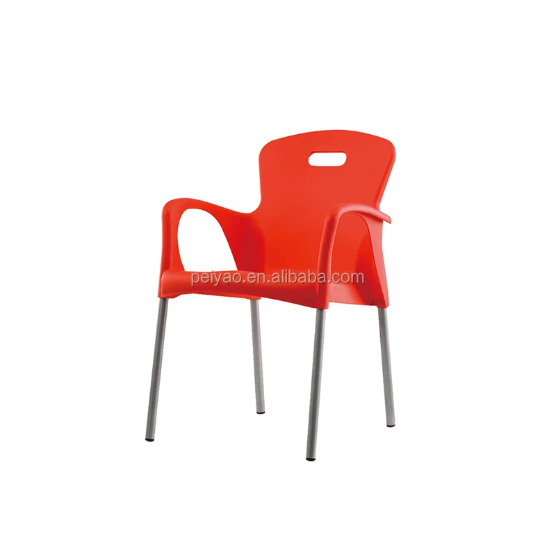 China Supplier PP and aluminum legs Green plastic Chair for sale