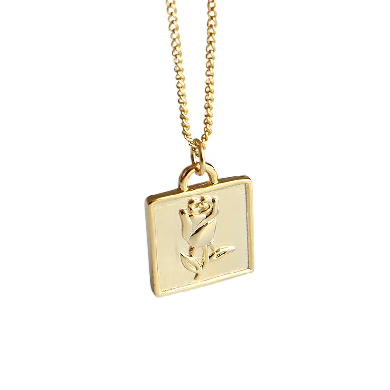 JOFO Jewelry 925 Sterling Silver Rose Flower Vintage Design Square Locket Pendant Necklace, 18in
