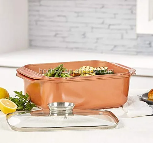 Die-casting non stick baking fish grill pan with glass lid