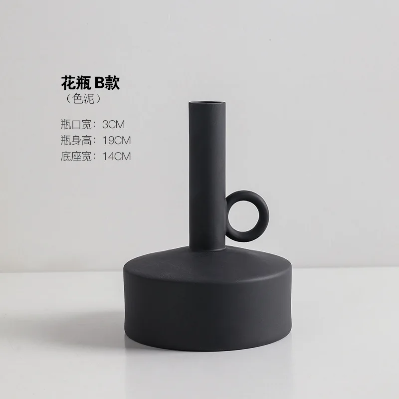 
APHACATOP Creative Geometric Pattern Ceramic Flower Arrangement Container Black 