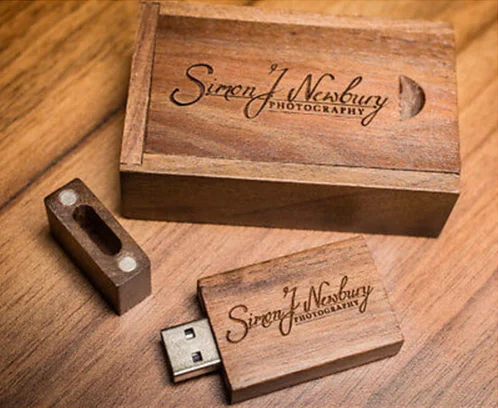 Custom Logo Photography USB 3.0 8GB 16GB 32GB Walnut Maple Wood USB Photos Gift Box memory stick wooden USB Flash Drive