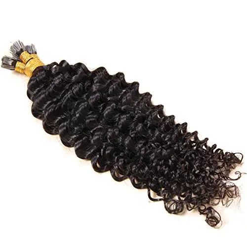 wholesale keratin flat tip hair extensions brazilian curly human hair