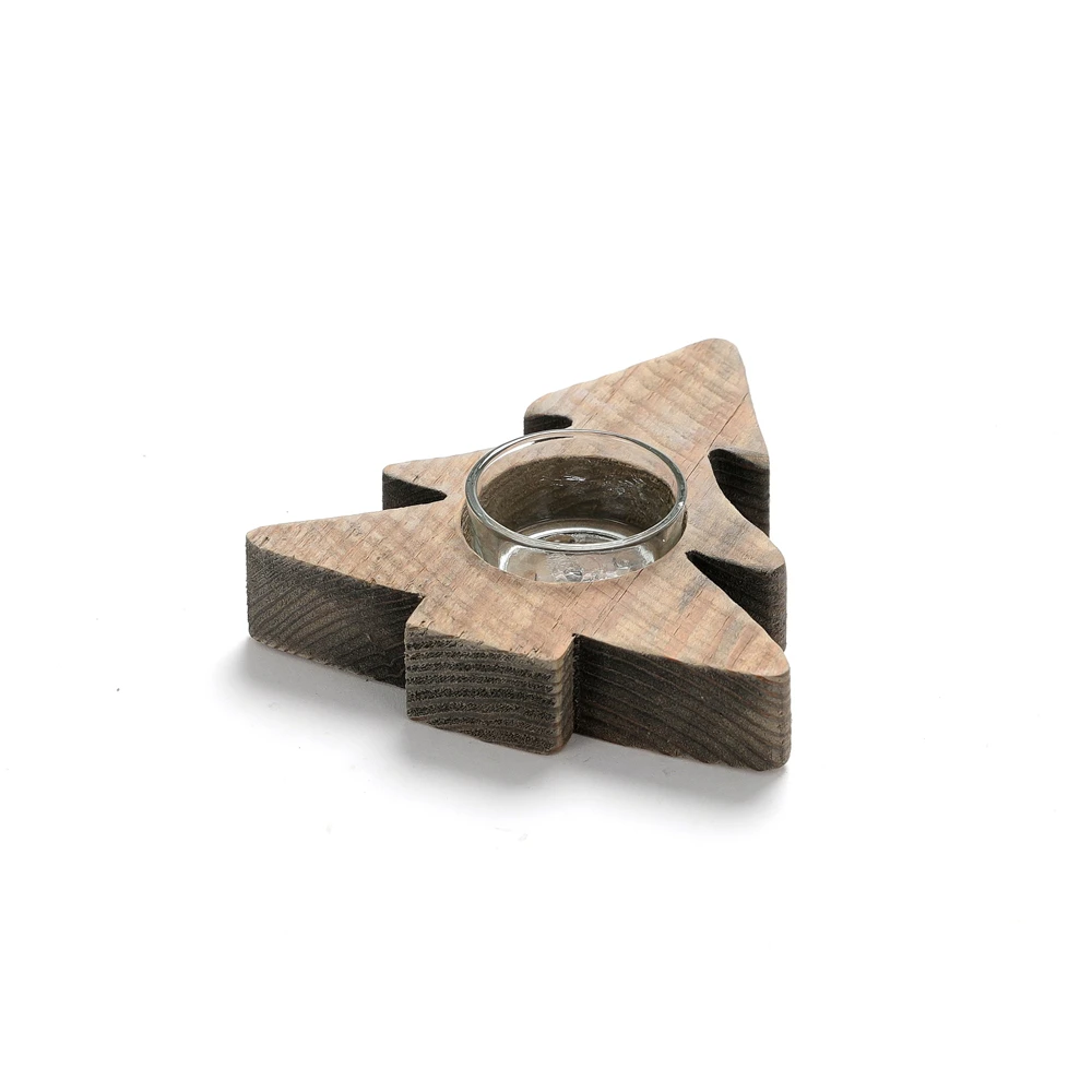 Рождественские украшения в форме дерева 5,5 дюйма, подсвечник из древесины с чайным светом