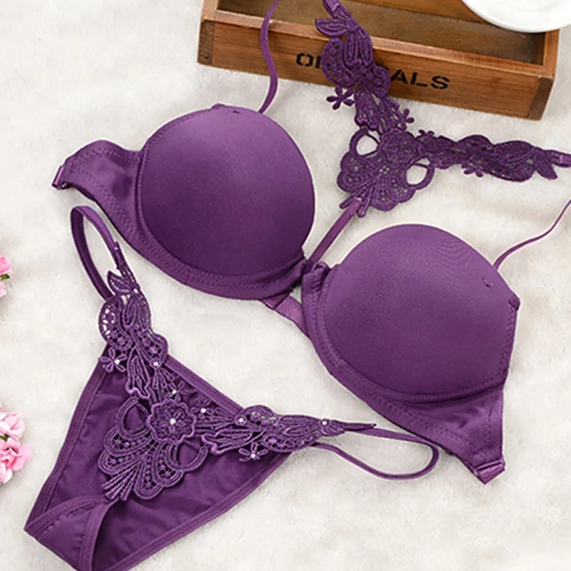 
High quality solid Color sexy lingerie bra and panty set 