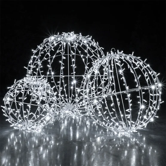 Outdoor sphere hanging lamps LED white large lighted Christmas ornament