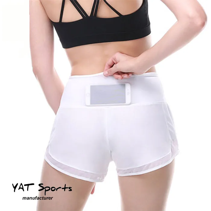 Mesh pocket jogging apparel workout fitness wear elastic waistband design Custom women marathon trail Running Shorts