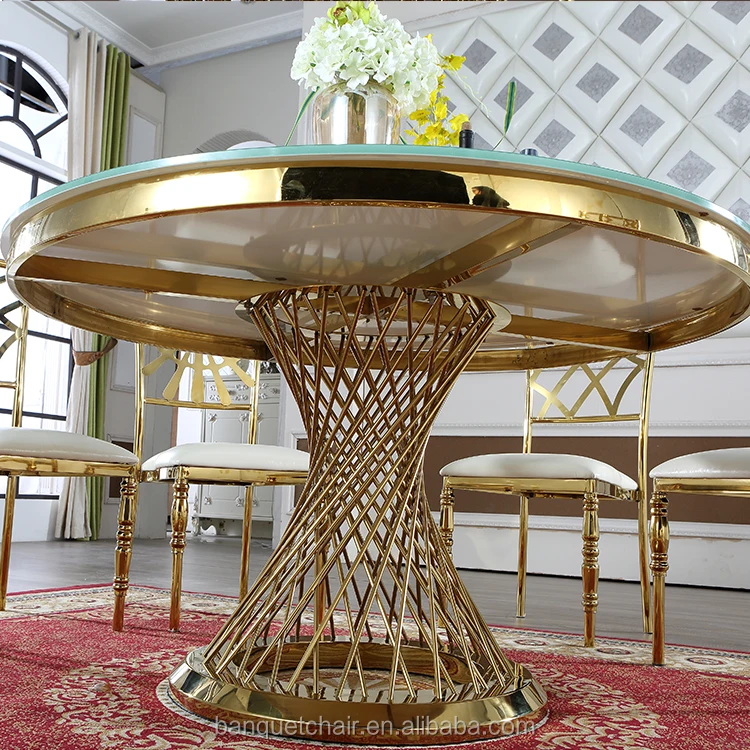
Simple design used wedding round glass tables for event FD-011T 