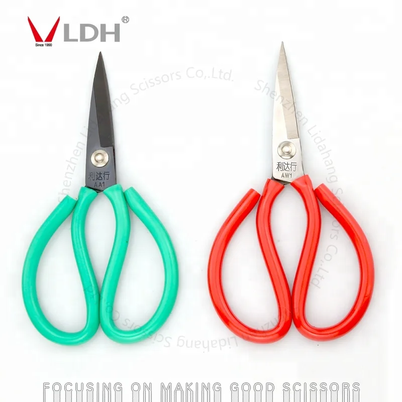 Leather Cutting 18.5cm Tungsten Steel Blue Handle Industrial Scissors LDH-A2
