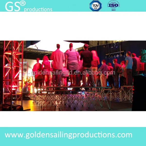 Concert stage roof truss system, portable stage podium for music instruments