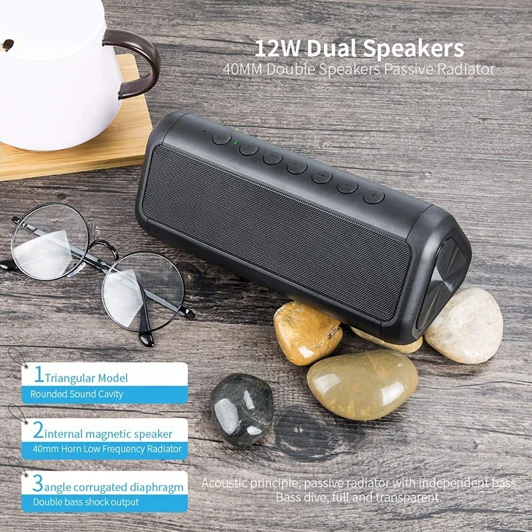 Solar Bluetooths Speaker Portable Outdoor Bluetooths IPX5 Waterproof Speaker with Wireless Mic and 5000mah power bank