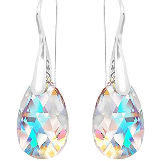 Crystal Aurora Drop Earrings 925 Sterling Silver Austria Crystal Girls Hermosa Jewelry Amazon HOT