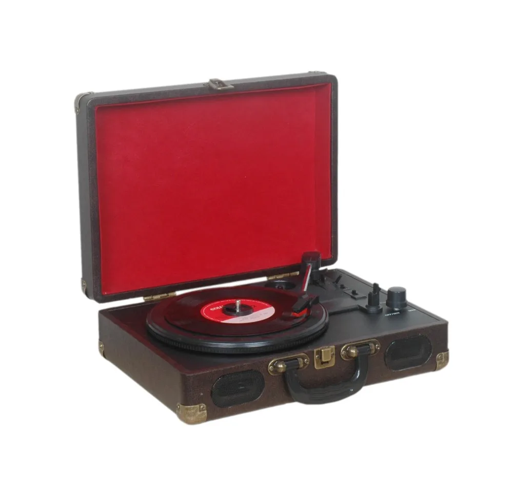 Alibaba high end quality mini suitcase vinyl record player with longlife battery .