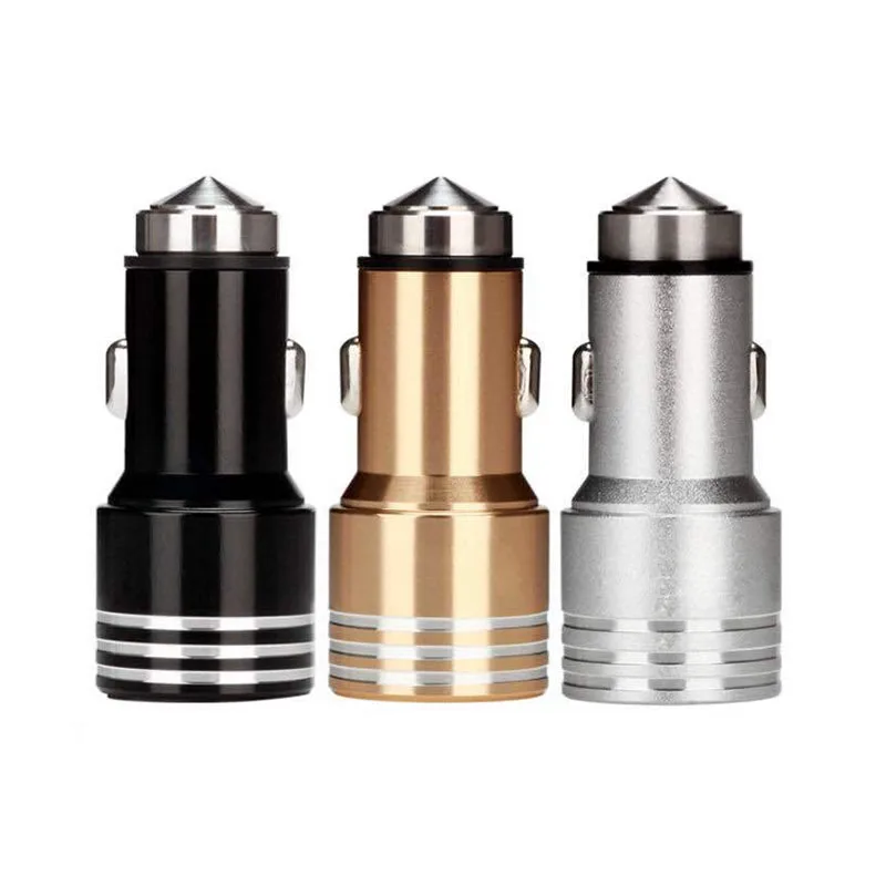 
Dual USB on-board charger adapter Aluminum alloy metal vehicle charger 