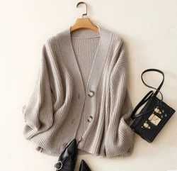 Cashmere sweater women  cardigan for winter loose cardigan angora long sleeve sweater for ladies