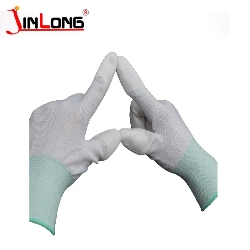 13pin Thin work white Nylon cotton yarn breathable pu gloves