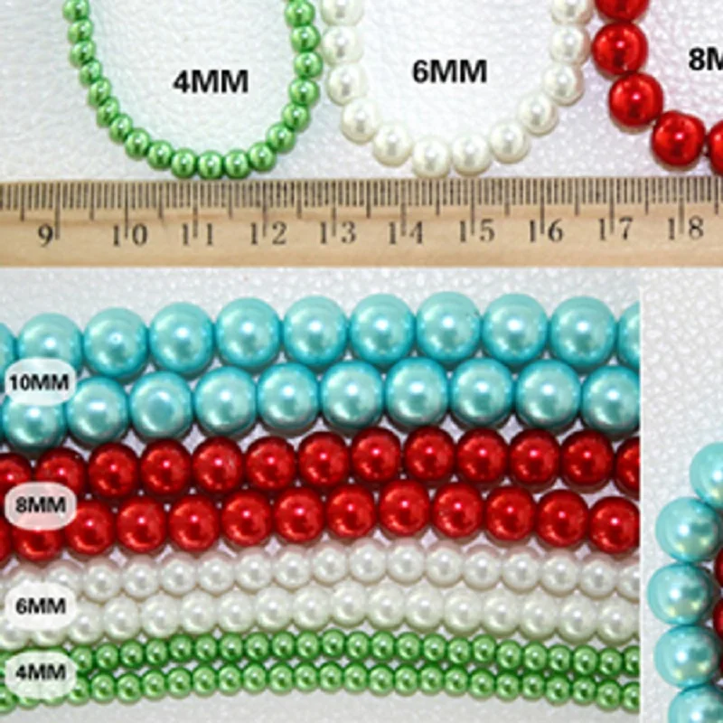 Mixed Colors 4-10mm Round Shape Imitation Glass Pearl Beads for Jewelry Making