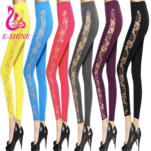 
 Длинные женские леггинсы с боковым кружевом, летние леггинсы  