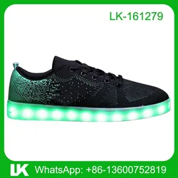 Flying knit led lights skate shoes, flying knit skateboard shoes, led skate shoes for men