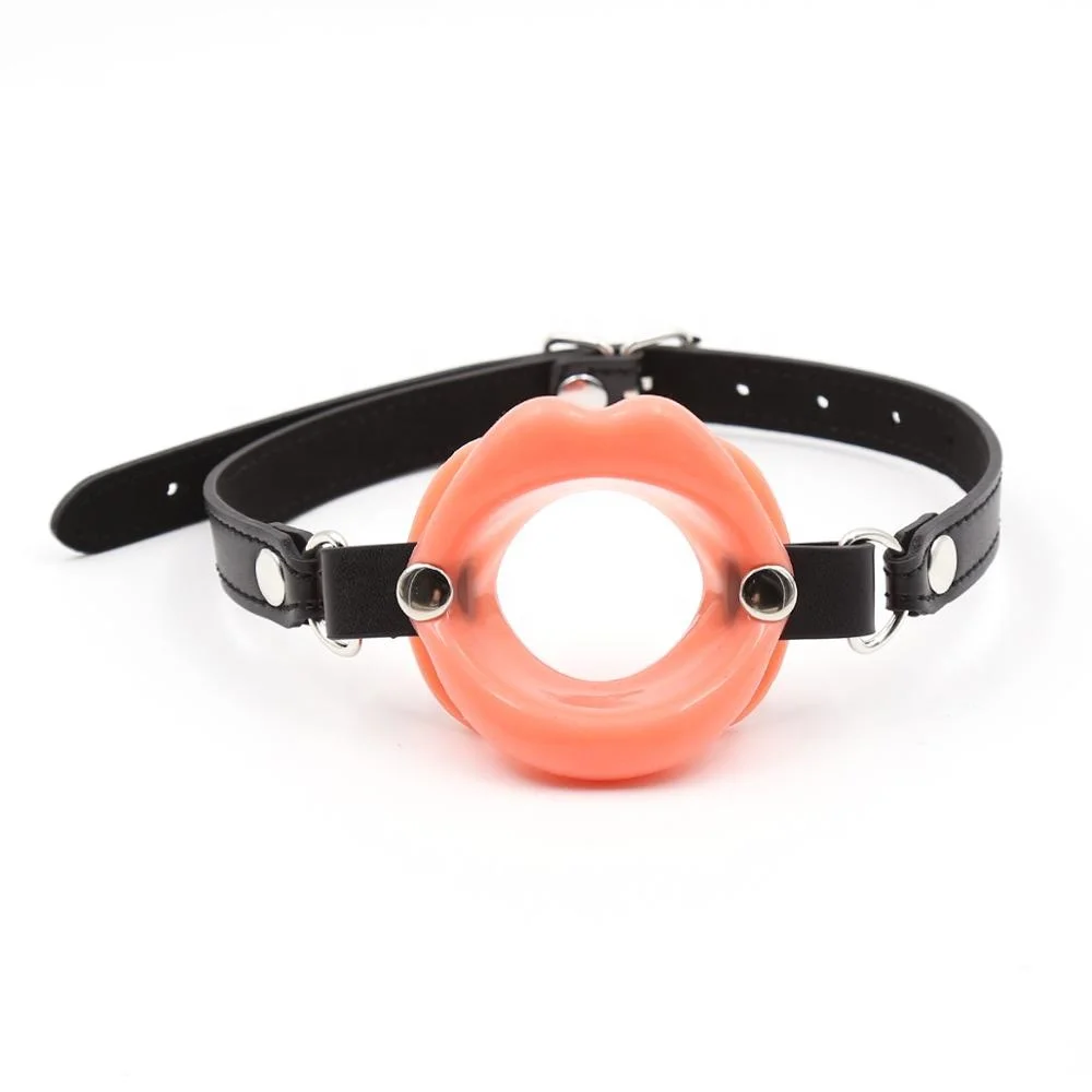 Lip Gag with Pu Strap Sex Slave Silicone Lips O Ring Open Mouth Gag Oral Fetish Bdsm Bondage Restraints Erotic sexual toys adult