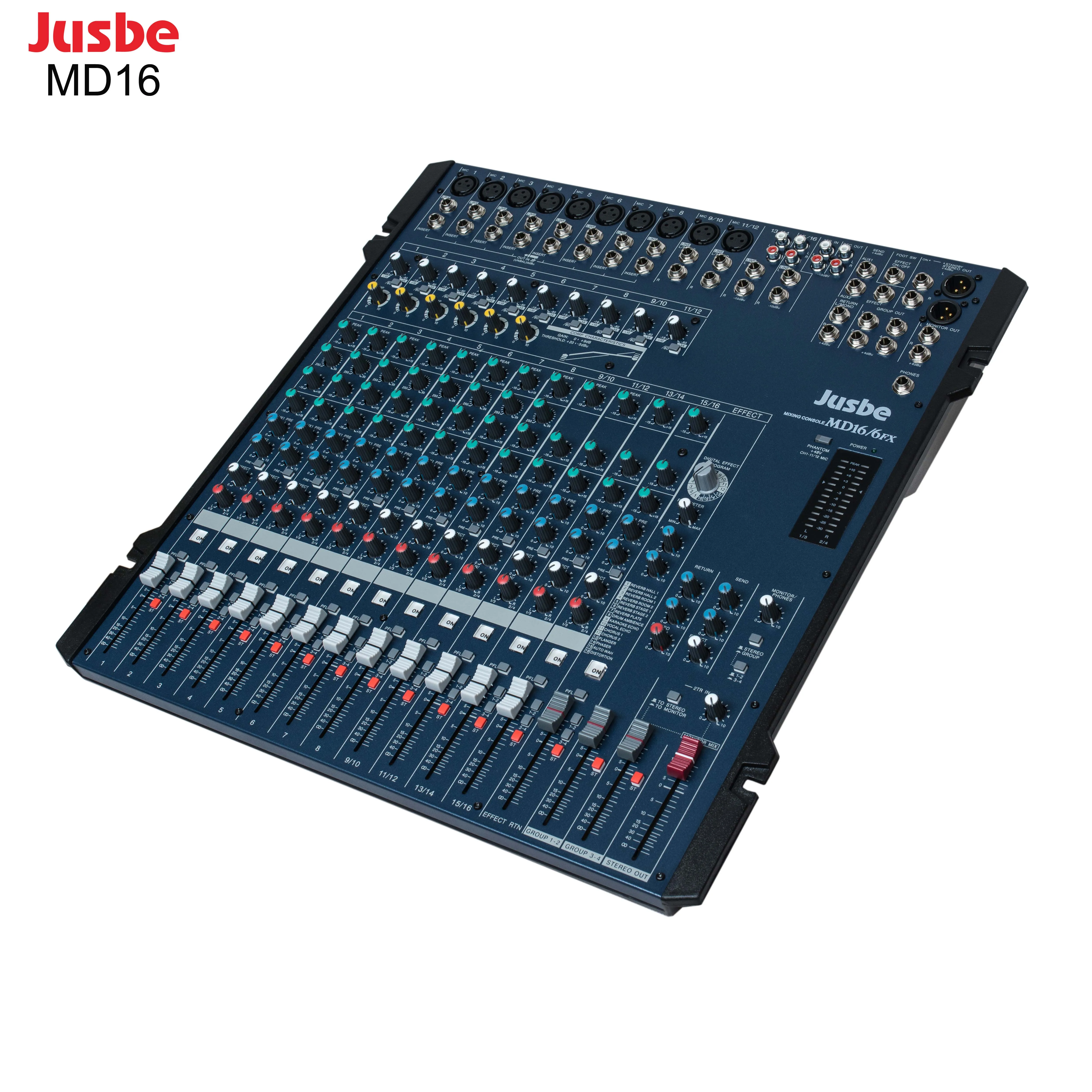 Jusbe MD16-6FX 16-канальный видеорегистратор Профессиональный для ди-Джея свет для цифровой аудио смеситель для dj звуковая система